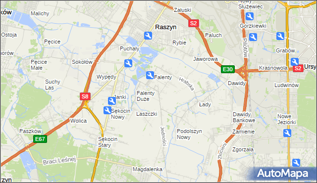 mapa Falenty Nowe, Falenty Nowe na mapie Targeo