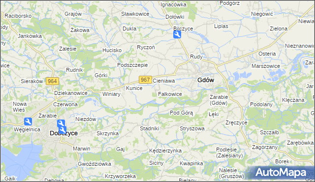mapa Fałkowice gmina Gdów, Fałkowice gmina Gdów na mapie Targeo