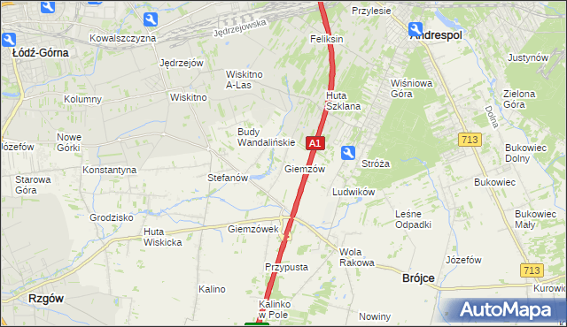 mapa Giemzów, Giemzów na mapie Targeo