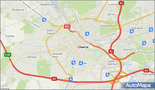 mapa Gliwic, Gliwice na mapie Targeo