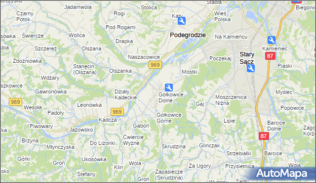 mapa Gołkowice Dolne, Gołkowice Dolne na mapie Targeo