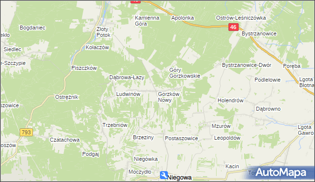 mapa Gorzków Nowy, Gorzków Nowy na mapie Targeo
