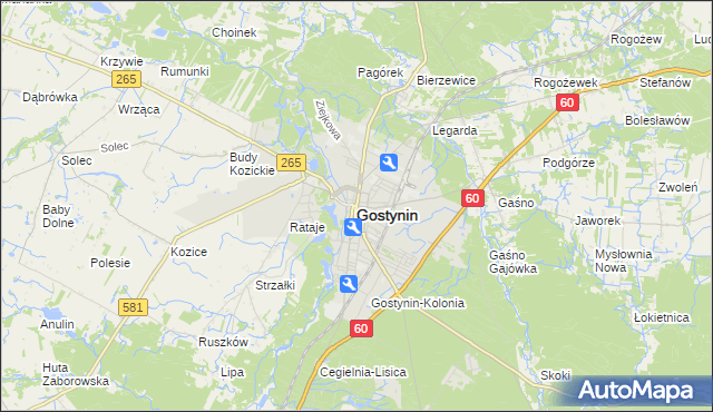 mapa Gostynin, Gostynin na mapie Targeo
