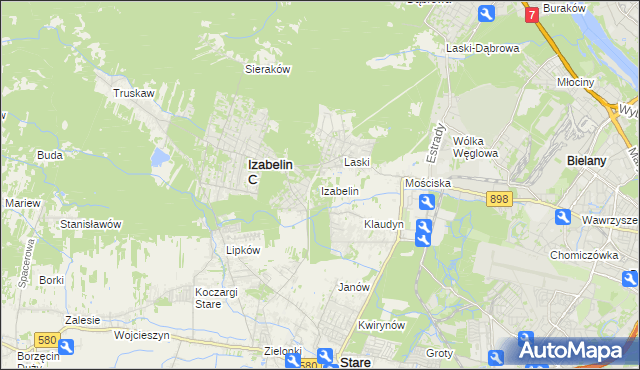 mapa Izabelin powiat warszawski zachodni, Izabelin powiat warszawski zachodni na mapie Targeo