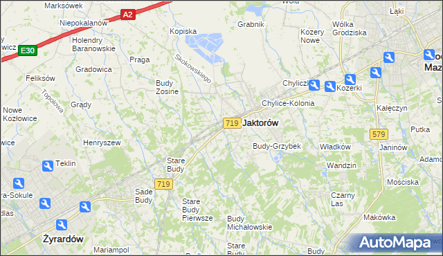 mapa Jaktorów-Kolonia, Jaktorów-Kolonia na mapie Targeo