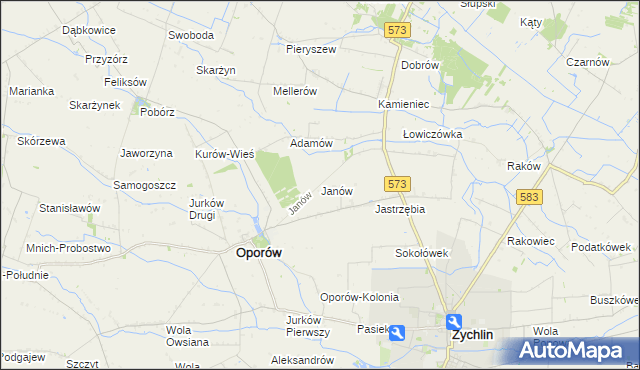 mapa Janów gmina Oporów, Janów gmina Oporów na mapie Targeo