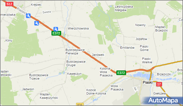 mapa Janówek gmina Piaski, Janówek gmina Piaski na mapie Targeo