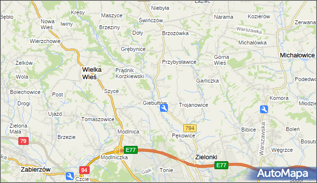mapa Januszowice gmina Zielonki, Januszowice gmina Zielonki na mapie Targeo