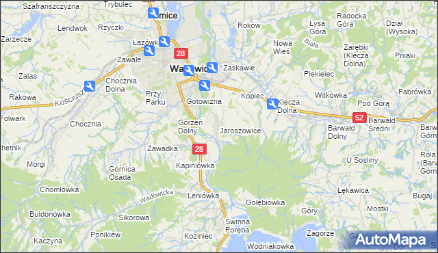 mapa Jaroszowice, Jaroszowice na mapie Targeo