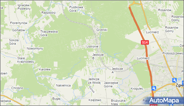 mapa Jedlicze B, Jedlicze B na mapie Targeo