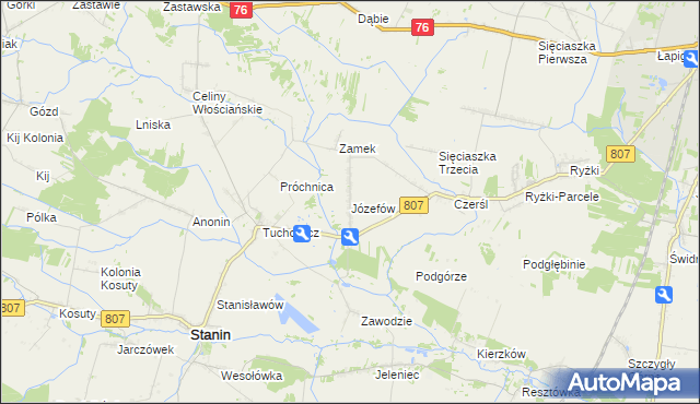 mapa Józefów gmina Stanin, Józefów gmina Stanin na mapie Targeo