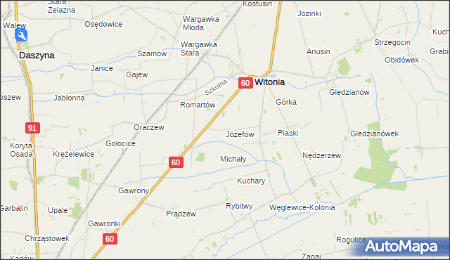 mapa Józefów gmina Witonia, Józefów gmina Witonia na mapie Targeo