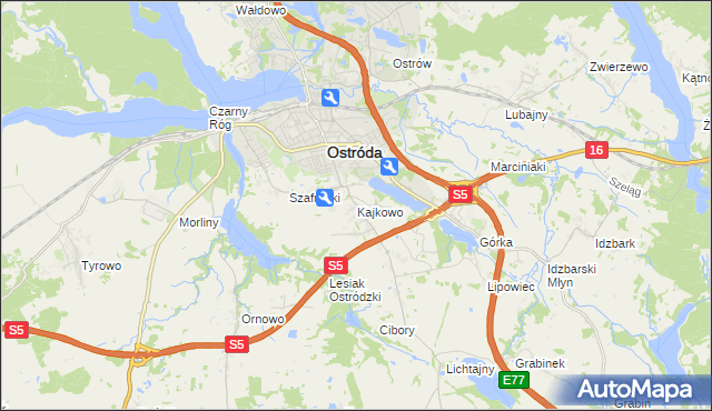 mapa Kajkowo, Kajkowo na mapie Targeo