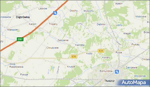 mapa Karolew gmina Dąbrówka, Karolew gmina Dąbrówka na mapie Targeo