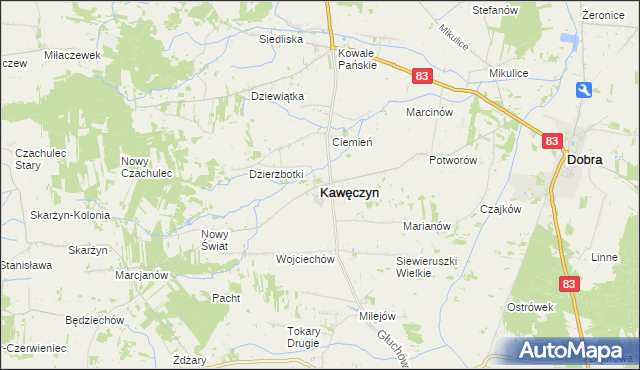 mapa Kawęczyn powiat turecki, Kawęczyn powiat turecki na mapie Targeo