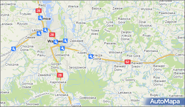 mapa Klecza Dolna, Klecza Dolna na mapie Targeo