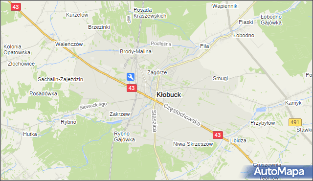 mapa Kłobuck, Kłobuck na mapie Targeo