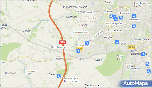 mapa Konopnica powiat lubelski, Konopnica powiat lubelski na mapie Targeo