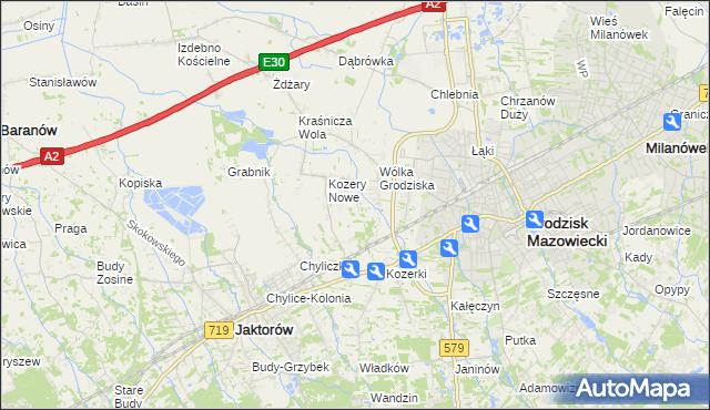 mapa Kozery, Kozery na mapie Targeo