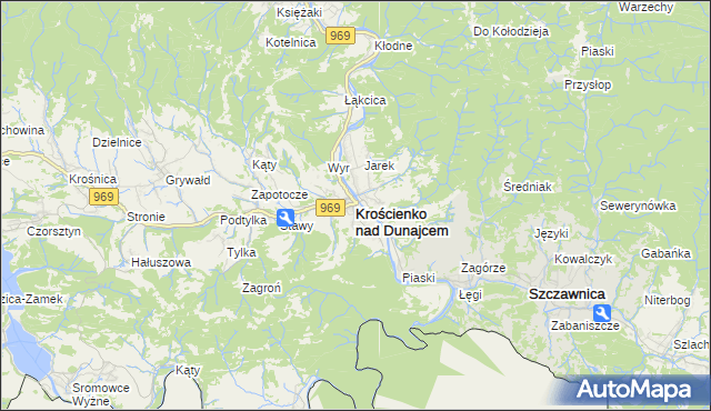 mapa Krościenko nad Dunajcem, Krościenko nad Dunajcem na mapie Targeo