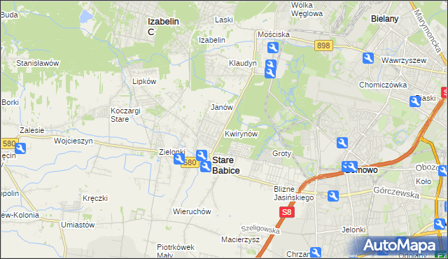mapa Kwirynów gmina Stare Babice, Kwirynów gmina Stare Babice na mapie Targeo