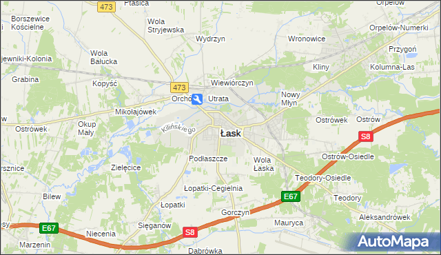 mapa Łask, Łask na mapie Targeo