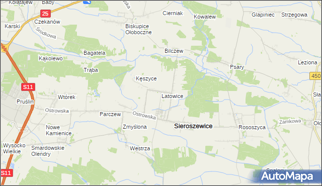 mapa Latowice, Latowice na mapie Targeo