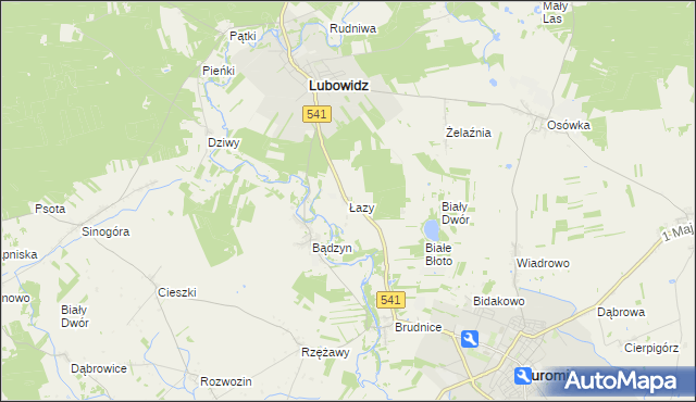 mapa Łazy gmina Lubowidz, Łazy gmina Lubowidz na mapie Targeo