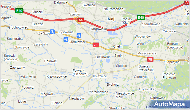 mapa Łężkowice, Łężkowice na mapie Targeo
