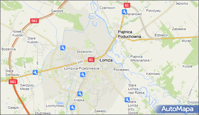 mapa Łomży, Łomża na mapie Targeo