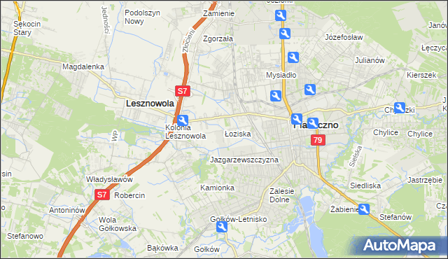 mapa Łoziska, Łoziska na mapie Targeo