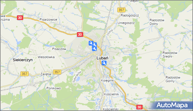 mapa Lubań, Lubań na mapie Targeo