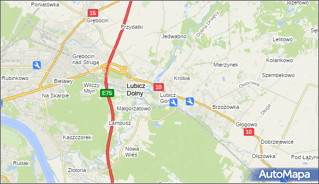 mapa Lubicz Górny, Lubicz Górny na mapie Targeo