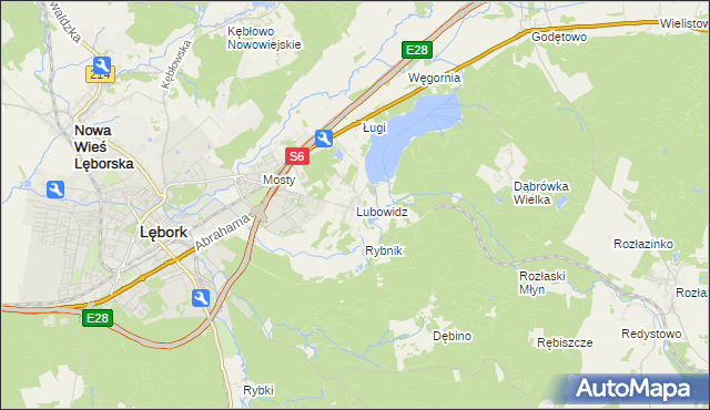 mapa Lubowidz gmina Nowa Wieś Lęborska, Lubowidz gmina Nowa Wieś Lęborska na mapie Targeo