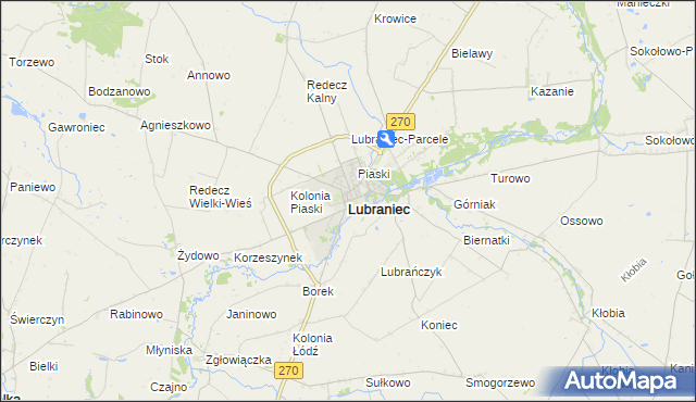 mapa Lubraniec, Lubraniec na mapie Targeo