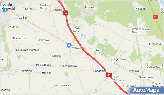 mapa Ludwinowo gmina Włocławek, Ludwinowo gmina Włocławek na mapie Targeo