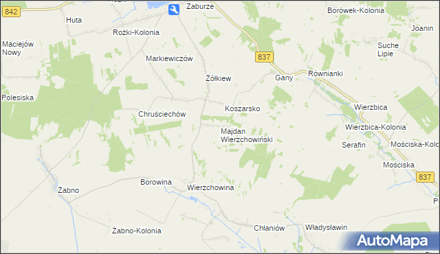 mapa Majdan Wierzchowiński, Majdan Wierzchowiński na mapie Targeo