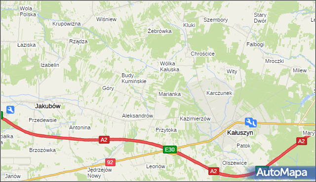 mapa Marianka gmina Kałuszyn, Marianka gmina Kałuszyn na mapie Targeo