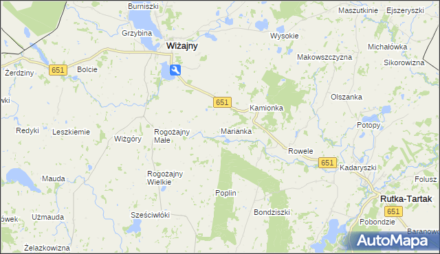 mapa Marianka gmina Wiżajny, Marianka gmina Wiżajny na mapie Targeo