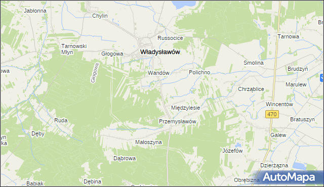 mapa Mariantów gmina Władysławów, Mariantów gmina Władysławów na mapie Targeo