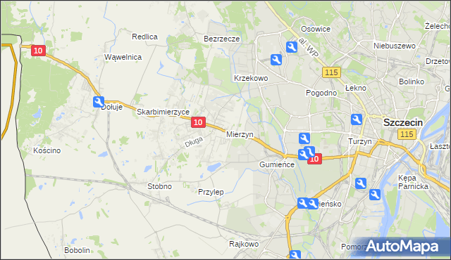 mapa Mierzyn gmina Dobra (Szczecińska), Mierzyn gmina Dobra (Szczecińska) na mapie Targeo
