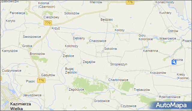 mapa Mikołajów gmina Czarnocin, Mikołajów gmina Czarnocin na mapie Targeo