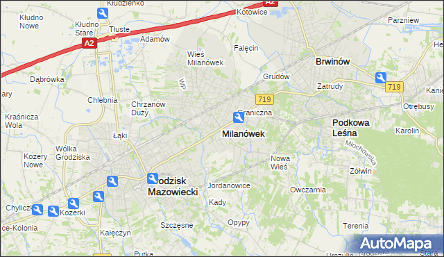 mapa Milanówek, Milanówek na mapie Targeo