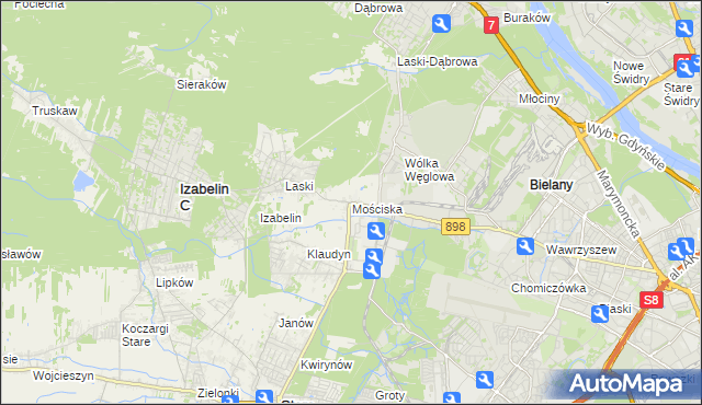 mapa Mościska gmina Izabelin, Mościska gmina Izabelin na mapie Targeo