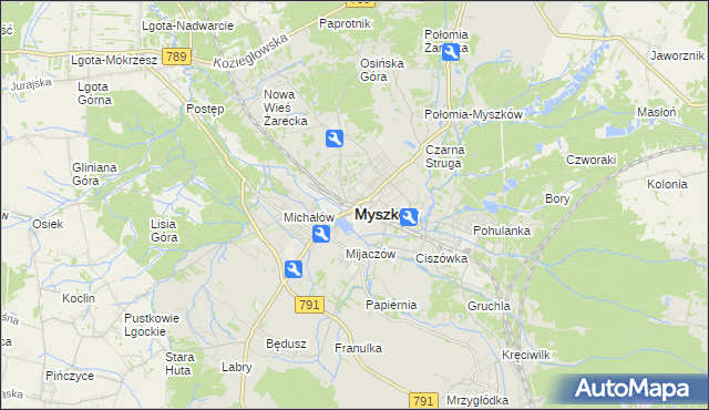 mapa Myszków, Myszków na mapie Targeo