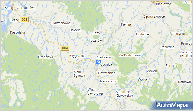 mapa Nadolany, Nadolany na mapie Targeo