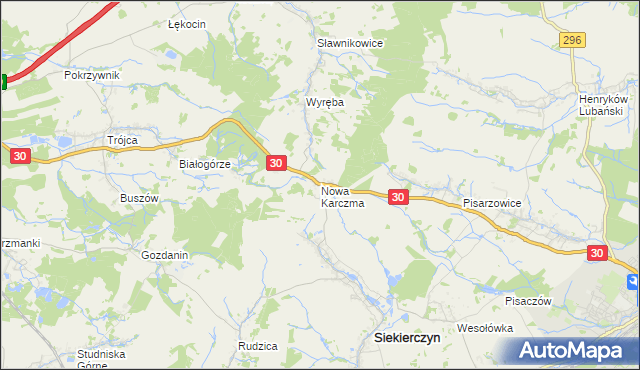 mapa Nowa Karczma gmina Siekierczyn, Nowa Karczma gmina Siekierczyn na mapie Targeo
