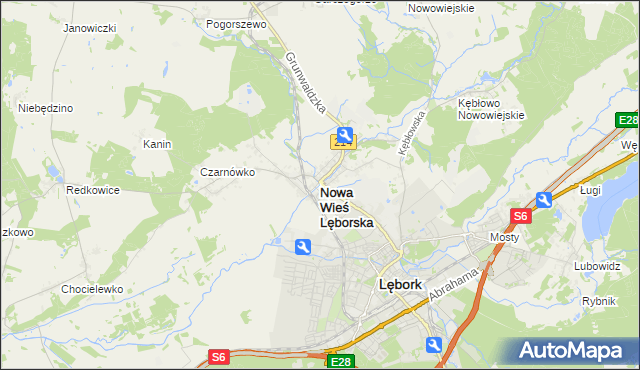 mapa Nowa Wieś Lęborska, Nowa Wieś Lęborska na mapie Targeo