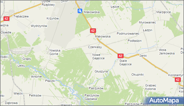 mapa Nowe Gajęcice, Nowe Gajęcice na mapie Targeo