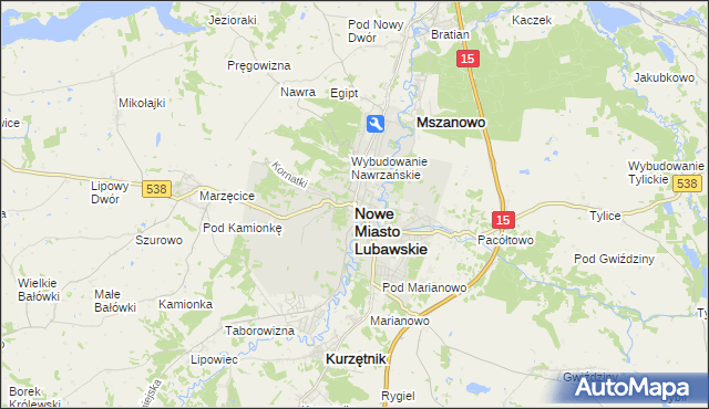 mapa Nowe Miasto Lubawskie, Nowe Miasto Lubawskie na mapie Targeo